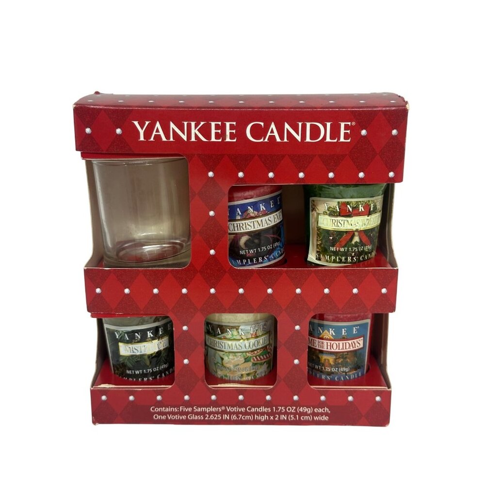 NIB Retired Yankee Candle Holiday Christmas 5 Votive Candle Boxed Gift Set 2006